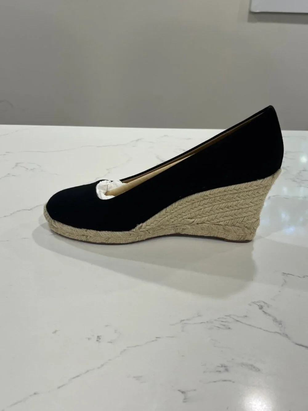 J.Crew Seville Espadrille Wedges in Black Canvas Size 7.5